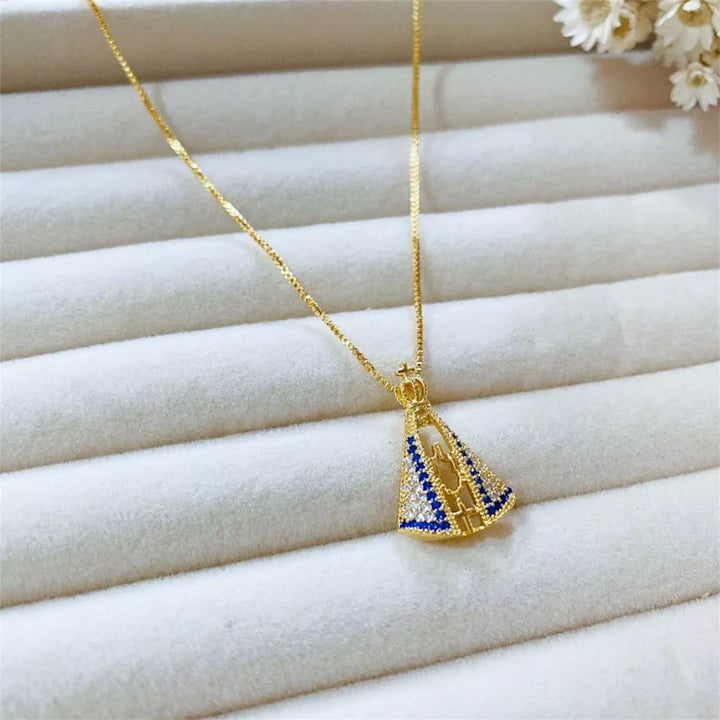 Colar Aparecida Zircônia Azul