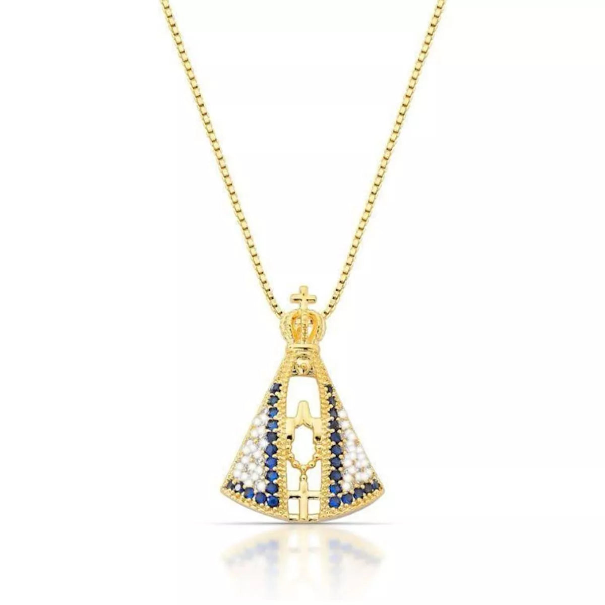 Colar Aparecida Zircônia Azul
