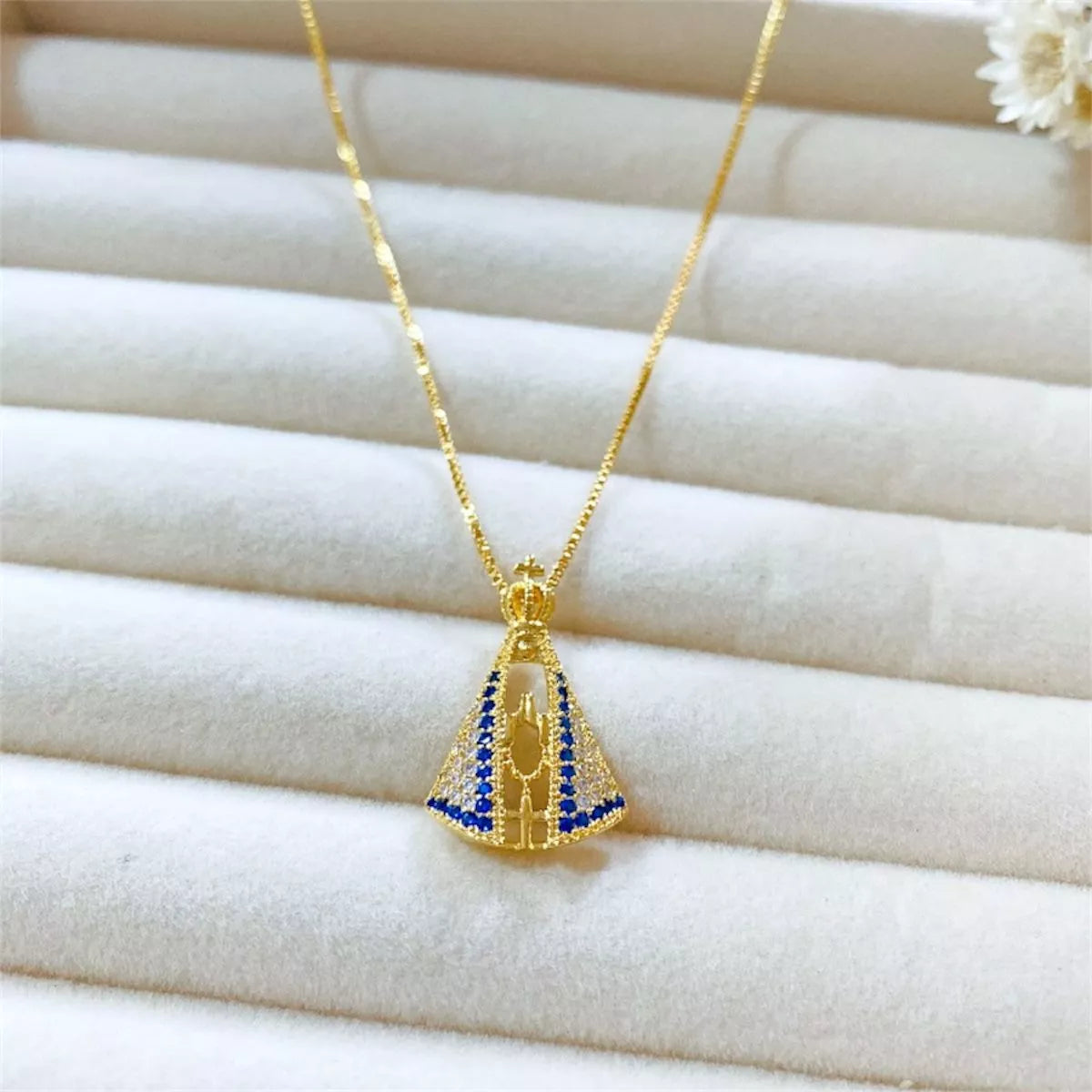 Colar Aparecida Zircônia Azul